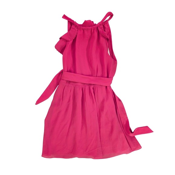 Sezane NWT Nohola Mini Dress Rose Pink Halter Ruffle Tie Back Belted- Size 4 - Picture 2 of 8
